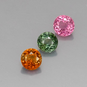 カラットの天然マルチカラートルマリン（4.62 mm・ラウンドカット）