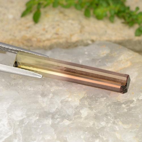 4.87カラットの天然バイカラートルマリン（25.6×4.6 mm・エメラルドカット）