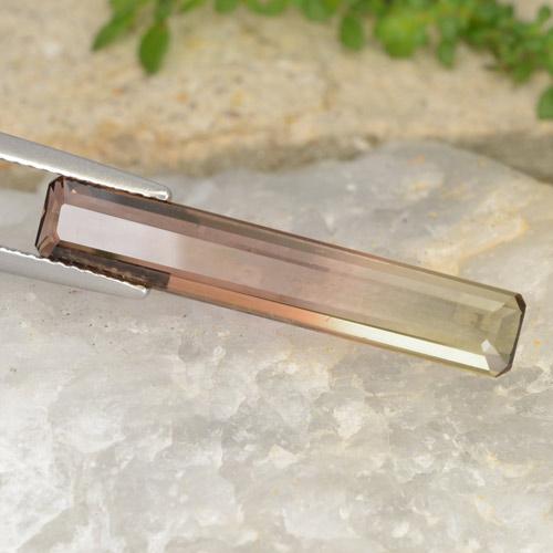 4.63カラットの天然バイカラートルマリン（26.8×4.9 mm・エメラルドカット）