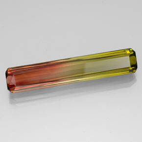 13.96カラットの天然バイカラートルマリン（36.2×7 mm・エメラルドカット）
