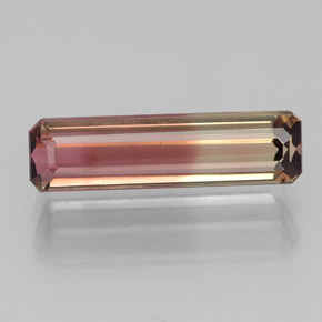 1.94カラットの天然バイカラートルマリン（13.9×3.8 mm・エメラルドカット）