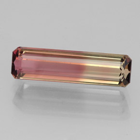 1.94カラットの天然バイカラートルマリン（13.9×3.8 mm・エメラルドカット）