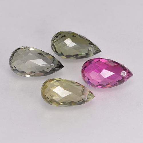 2.95カラットの天然マルチカラートルマリン（7×4 mm・ブリオレット）