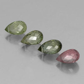 2.84カラットの天然マルチカラートルマリン（6.6×4 mm・ブリオレット）