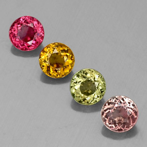 カラットの天然マルチカラートルマリン（4.99 mm・ラウンドカット）