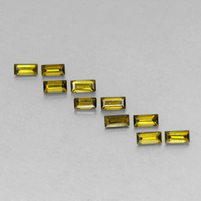 カラットの天然黄色がかった緑トルマリン（4.1×2 mm・バゲット）