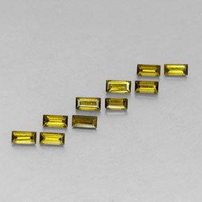 カラットの天然黄色がかった緑トルマリン（4.1×2 mm・バゲット）