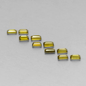 カラットの天然黄色がかった緑トルマリン（4.1×2 mm・バゲット）
