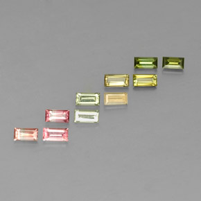 カラットの天然マルチカラートルマリン（3.8×2 mm・バゲット）
