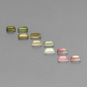カラットの天然マルチカラートルマリン（3.8×2 mm・バゲット）