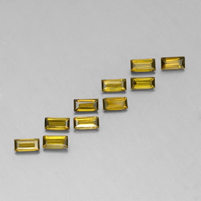 カラットの天然黄色がかった緑トルマリン（4.1×2.1 mm・バゲット）