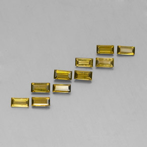 カラットの天然黄色がかった緑トルマリン（4.3×2.2 mm・バゲット）