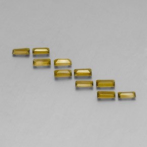 カラットの天然黄色がかった緑トルマリン（4.3×2.2 mm・バゲット）