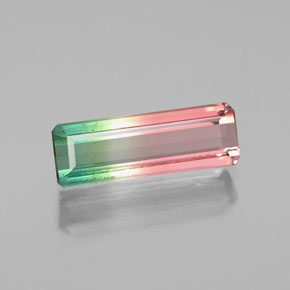 1.14カラットの天然ウォーターメロントルマリン（10.8×3.8 mm・エメラルドカット）