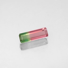 0.49カラットの天然バイカラートルマリン（8.3×2.8 mm・エメラルドカット）