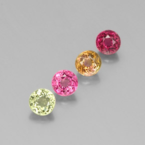 カラットの天然マルチカラートルマリン（4.42 mm・ラウンドカット）