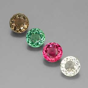 カラットの天然マルチカラートルマリン（5.56 mm・ラウンドカット）