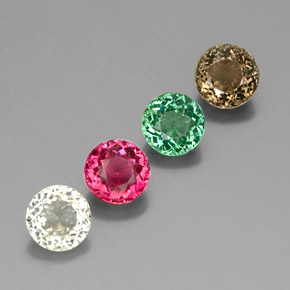 カラットの天然マルチカラートルマリン（5.56 mm・ラウンドカット）