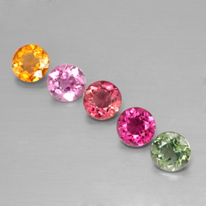 カラットの天然マルチカラートルマリン（4.48 mm・ラウンドカット）
