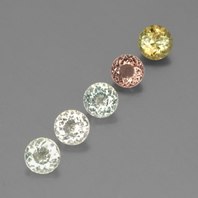 カラットの天然マルチカラートルマリン（4.83 mm・ラウンドカット）