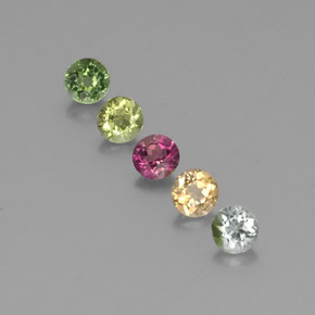 カラットの天然マルチカラートルマリン（4.18 mm・ラウンドカット）