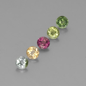 カラットの天然マルチカラートルマリン（4.18 mm・ラウンドカット）