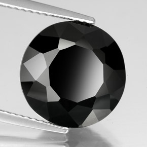 7.35カラットの天然黒トルマリン（12.38 mm・ラウンドカット）