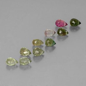 3.71カラットの天然マルチカラートルマリン（5.2×3.3 mm・ブリオレット）