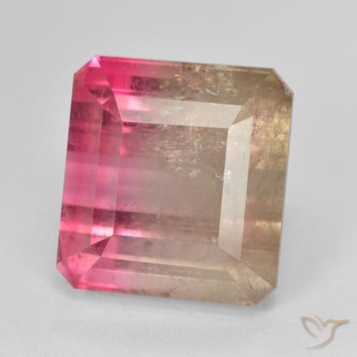 2.38ct 天然 バイカラー トルマリン, 八角形 / エメラルドカット