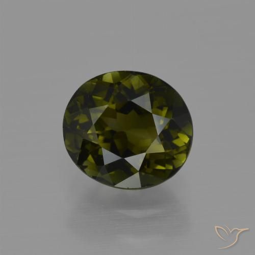 1.30ct 天然 茶色がかったグリーン トルマリン, 楕円形, VVS-VS
