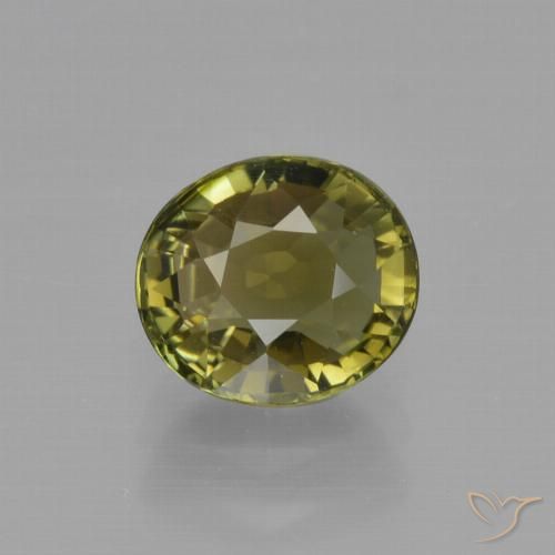 1.34ct 天然 ウォームアーシーグリーン トルマリン, 楕円形, VVS