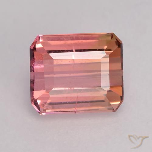 1.10ct 天然 赤みがかったピンク トルマリン, エメラルドカット, VS-SI