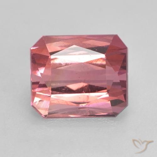 2.14ct 天然 フルーツパンチレッド トルマリン, エメラルドカット, VS
