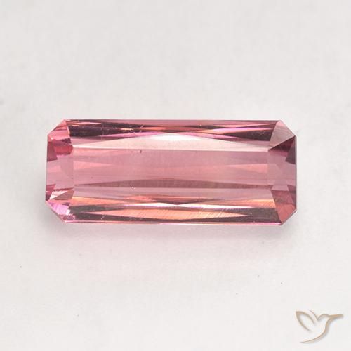 3.08ct 天然 ミディアムピンク トルマリン, エメラルドカット, VS