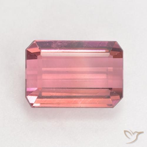 3.15ct 天然 ミディアムピンク トルマリン, エメラルドカット, VS