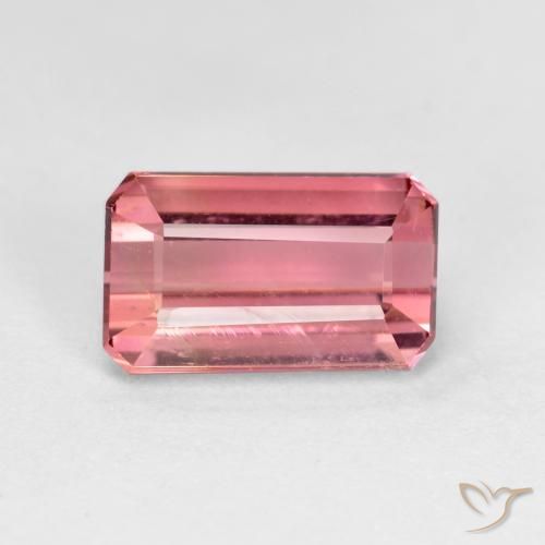 1.54ct 天然 ミディアムピンク トルマリン, エメラルドカット, VS