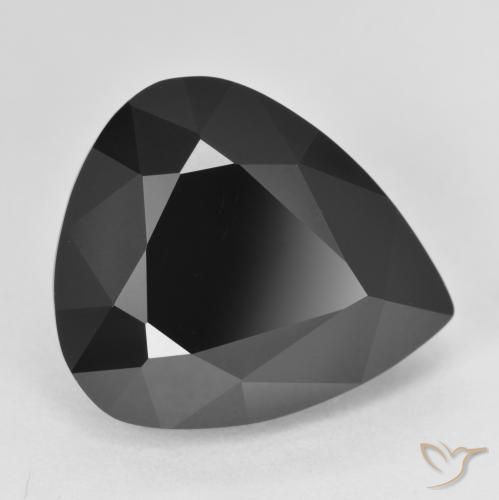 12.95 ct ルース ブラック トルマリン、16.4 x 14.3 mm ペアカット、モザンビーク産, Photo A