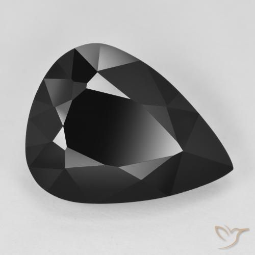 14.24 ct ルース ブラック トルマリン、19.5 x 14.9 mm ペアカット、モザンビーク産, Photo A