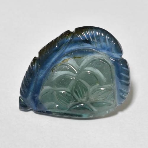 8.97ct 天然 ミディアムブルーグリーン トルマリン, フラワーカット, 透明