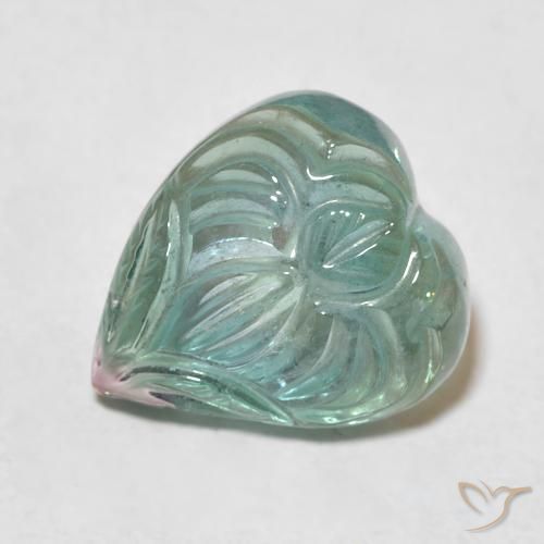 7.64ct 天然 灰色がかった緑 トルマリン, フラワーカット, 透明