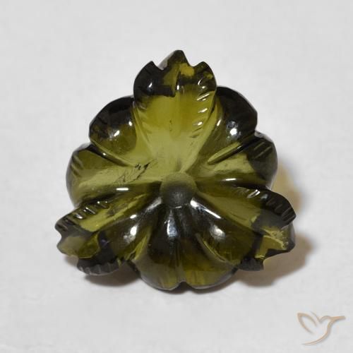 4.28ct 天然 ダークグリーン トルマリン, フラワーカット, 透明