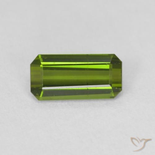 0.98ct 天然 ウォームグリーン トルマリン, エメラルドカット, VS