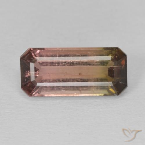 3.60ct 天然 バイカラー トルマリン, エメラルドカット, SI