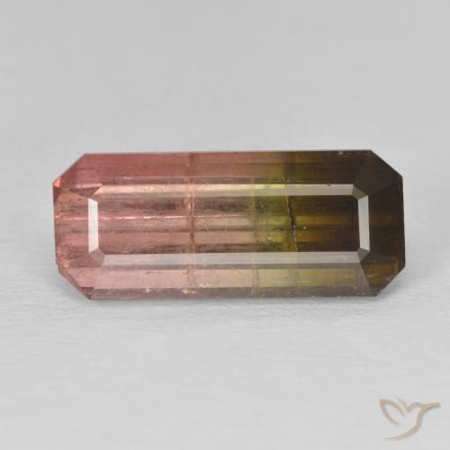 7.99ct 天然 バイカラー トルマリン, エメラルドカット, SI