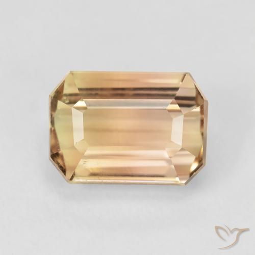 5.60ct 天然 薄いピーチゴールデン トルマリン, エメラルドカット, SI