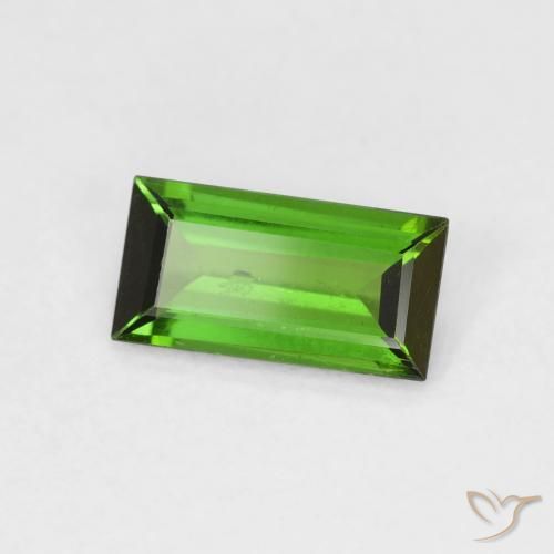 0.83カラットの天然Medium Dark-Greenトルマリン、バゲット、SI