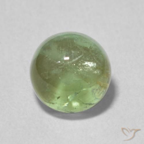 1.35ct 天然 灰色がかった緑 トルマリン, ラウンド, 透明