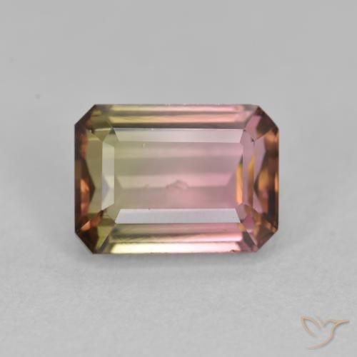 1.51ct 天然 バイカラー トルマリン, エメラルドカット, VS