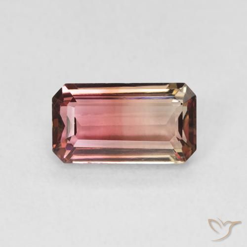 1.28ct 天然 バイカラー トルマリン, エメラルドカット, VVS