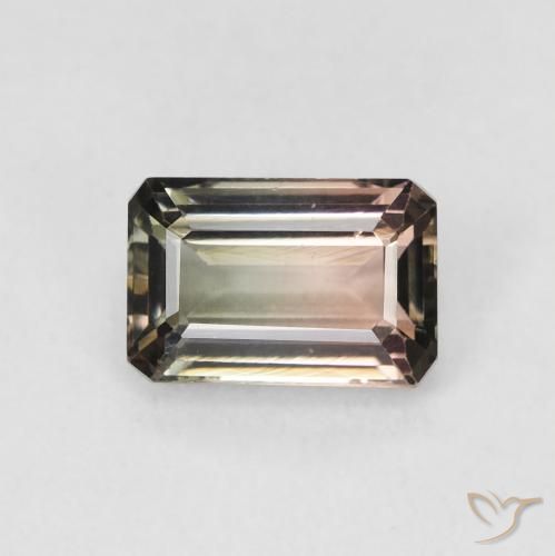 1.18ct 天然 バイカラー トルマリン, エメラルドカット, VVS-VS